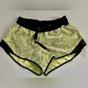 Lululemon Women Dottie Dash Clarity Yellow Black Hotty Hot Drawstring Shorts 4